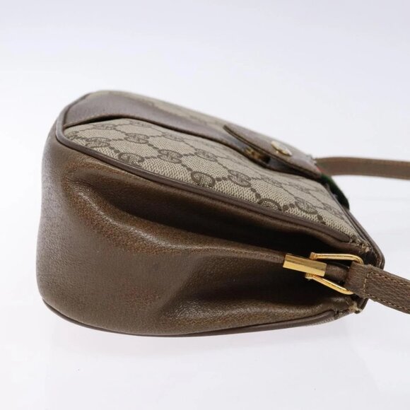 GUCCI GG Supreme Web Sherry Line Shoulder Bag PVC Beige - Picture 4 of 16